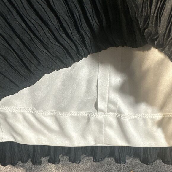 Edith Flagg VTG Pleated MIDI Dress S Black White Puff Sleeve Sequin Flapper Coco - Picture 12 of 12